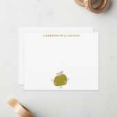 Mooie Kawaii Appel Fruit Persoonlijke Briefpapier Notitiekaartje (Voorkant / Achterkant in situ)