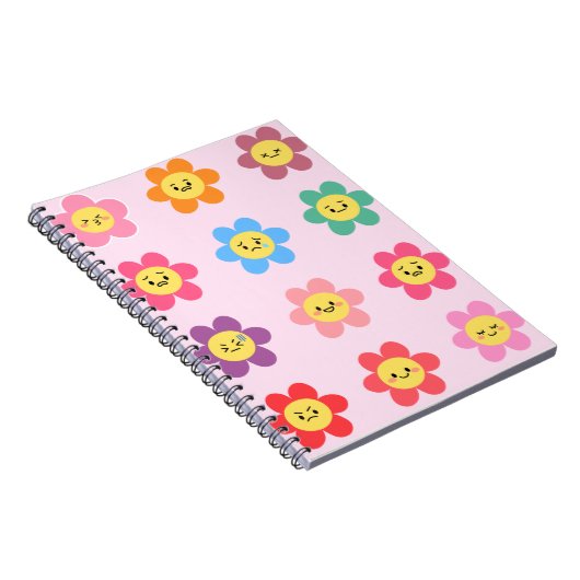 Mooie Kawaii Bloem Emoties Chart Notitieboek (Rechterzijde)