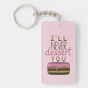 Mooie Kawaii Cake dessert met tekstillustratie Sleutelhanger