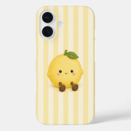 Mooie Kawaii Citroen op Gele Strepen iPhone Hoesje