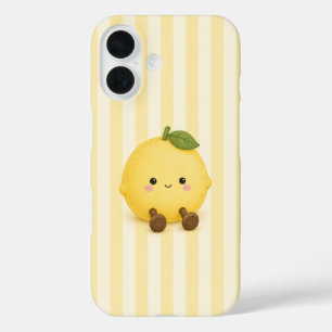 Mooie Kawaii Citroen op Gele Strepen iPhone Hoesje