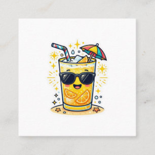 Mooie Kawaii Coole Zomer Tropische Drank Zonnebril Vierkante Visitekaartje