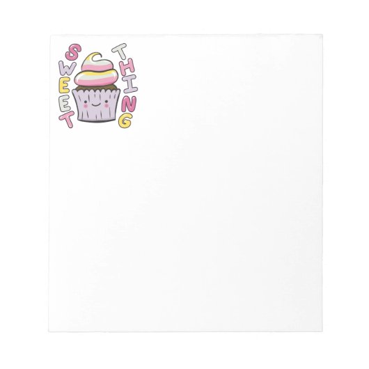 Mooie Kawaii Cupcake met Tekst Notitieblok (Voorkant)