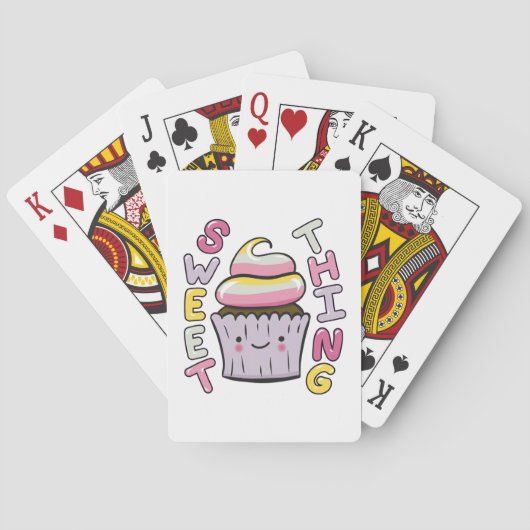 Mooie Kawaii Cupcake met tekst Pokerkaarten (Achterkant)