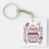 Mooie Kawaii Cupcake met Tekst Sleutelhanger (Voorkant)