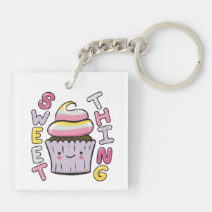 Mooie Kawaii Cupcake met Tekst Sleutelhanger