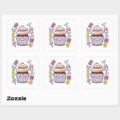 Mooie Kawaii Cupcake met Tekst Vierkante Sticker (Vel)