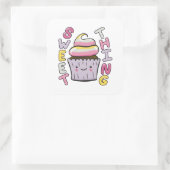 Mooie Kawaii Cupcake met Tekst Vierkante Sticker (Tas)
