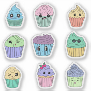 Mooie Kawaii Cupcake Sticker Sheet