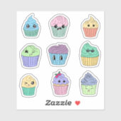 Mooie Kawaii Cupcake Sticker Sheet (Vel)