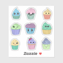 Mooie Kawaii Cupcake Sticker Sheet
