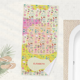 Mooie Kawaii Doodle Pastel Klodders Badhanddoek