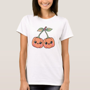 Mooie Kawaii Halloween Pompoen Kersen Grafische T- T-shirt