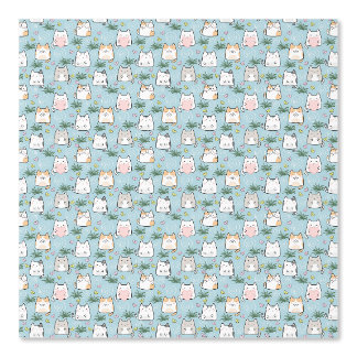 Mooie kawaii kat patroon azuurblauw behang