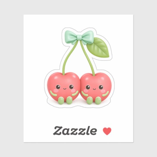 Mooie Kawaii Kersen Paar Vinyl Sticker (Vel)