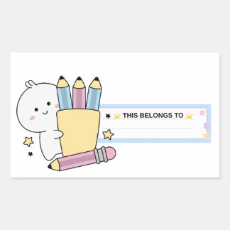 Mooie Kawaii Kinderen Briefpapier & Potlood Naamla Rechthoekige Sticker