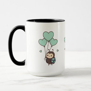Mooie Kawaii Lieveheersbeestje Hart Ballon Kunst Mok