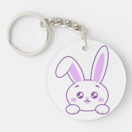 Mooie Kawaii Pastel Paarse Kijkende Konijn Acryl Sleutelhanger