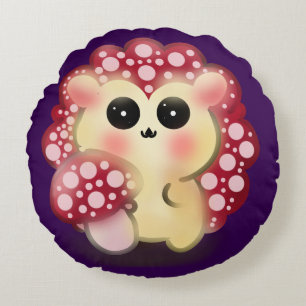 Mooie Kawaii Rode Paddenstoel Egeltje Paddenstoel Rond Kussen