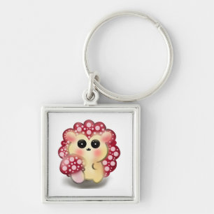 Mooie Kawaii Rode Paddenstoel Egeltje Paddenstoel Sleutelhanger