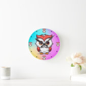 Mooie Kawaii stijl uil Cartoon-77038 Ronde Klok (Huis)