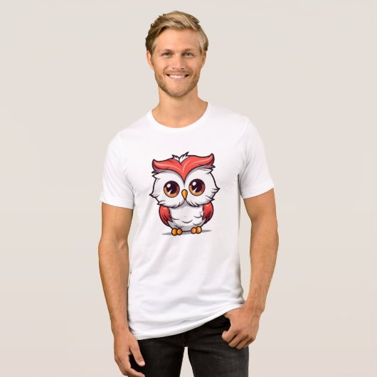Mooie Kawaii stijl uil Cartoon-77038 Tri-Blend Shirt (Voorkant volledig)