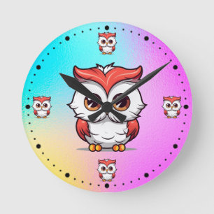 Mooie Kawaii Stijl Uil Cartoon Ronde Klok