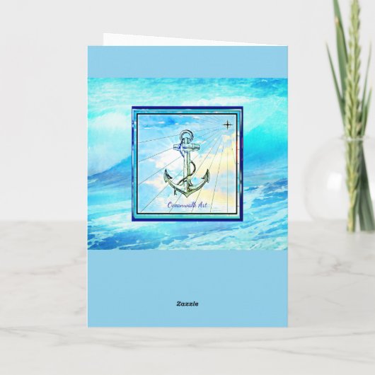 Mooie Kedge Anker en Ocean Wave Verjaardag Kaart (Achterkant)