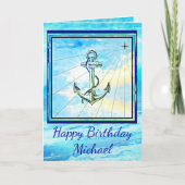 Mooie Kedge Anker en Ocean Wave Verjaardag Kaart (Voorkant)