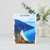 Mooie Kefalonia Griekenland Waterverf Briefkaart (Staand voorkant)