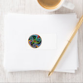 Mooie Keltische Mandala met kleurrijke zwammen Etiket (Insitu)