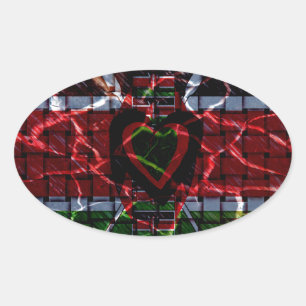 Mooie Kenia Hedendaagse Nationale Edgy Vlag Ovale Sticker