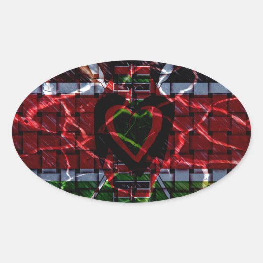 Mooie Kenia Hedendaagse Nationale Edgy Vlag Ovale Sticker (Voorkant)
