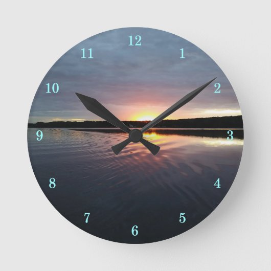 Mooie Kensington Lake Sunrise Wall-klok Ronde Klok (Voorkant)