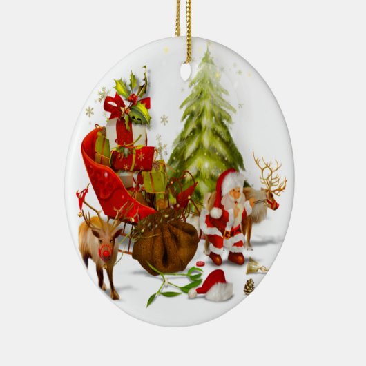 Mooie keramische keramische versiering met kerstsc keramisch ornament (Rechts)