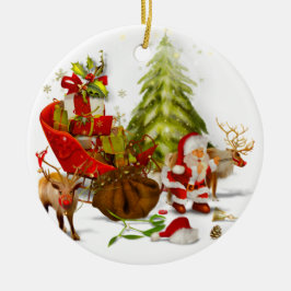 Mooie keramische keramische versiering met kerstsc keramisch ornament
