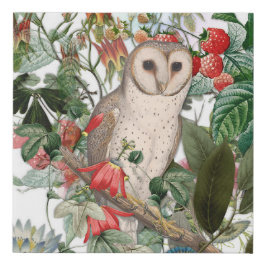 Mooie Kerkuil en Vintage Bloemen Imitatie Canvas Print