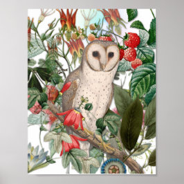 Mooie Kerkuil en Vintage Bloemen Poster