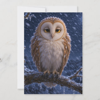 Mooie Kerkuil Winter Sneeuw Wenskaart Feestdagenkaart