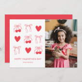 Mooie Kers Coquette Strik Rode Valentijnsdag Foto Feestdagenkaart (Voorkant / Achterkant)