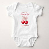Mooie kers op de roze strik baby bodysuit (Voorkant)