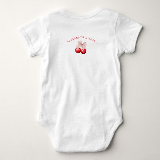 Mooie kers op de roze strik baby bodysuit (Achterkant)