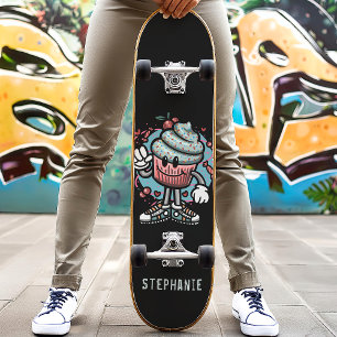 Mooie Kersen Cupcake Op Maat Gemaakte Naam Skatebo Persoonlijk Skateboard