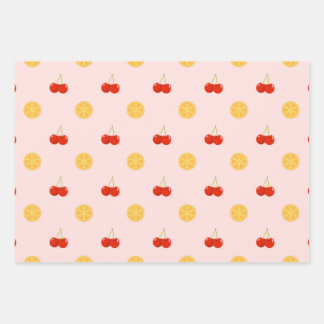 Mooie kersen- en citroenfruitpatroon inpakpapier vel