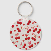 Mooie kersen- en hartpatroon sleutelhanger (Voorkant)
