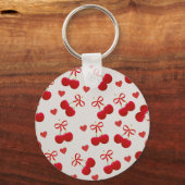 Mooie kersen- en hartpatroon sleutelhanger (Voorkant)