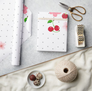 Mooie Kersen- en Kersenbloesem Patroon Inpakpapier