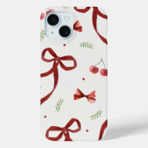 Mooie Kersen & Rode Lint Patroon Hoesje