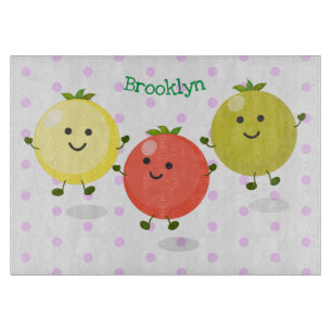 Mooie kersen tomaten cartoon illustratie snijplank