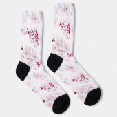 Mooie kersenbloesem bloemenprint cute wit roze sokken (Rechts)